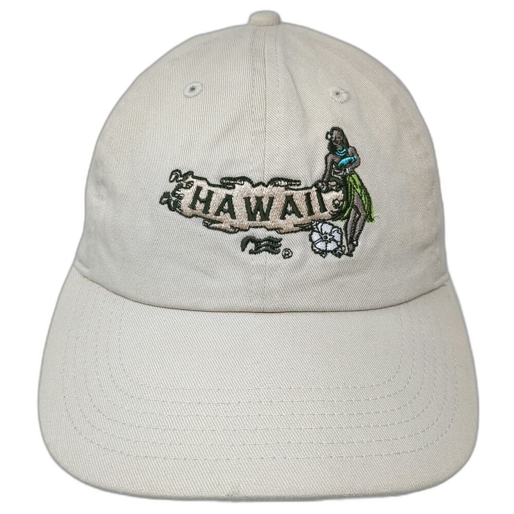 Newhattan Baseball Cap Beige One Size Hawaii Hula Girl Embroidered Strapback Hat
